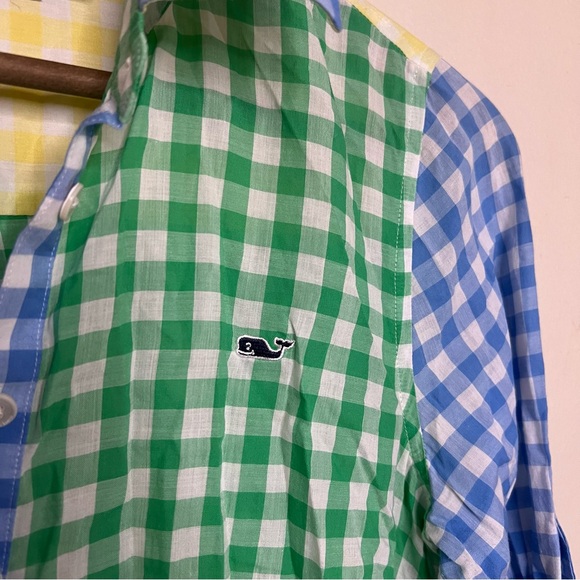 Vineyard Vines Multicolor Gingham Shirt 2 Popover Green Yellow Blue Coastal - Picture 9 of 11